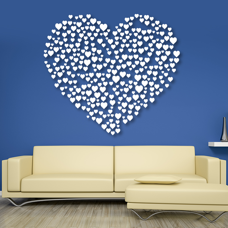 Blue &  White Heart Wall Decals