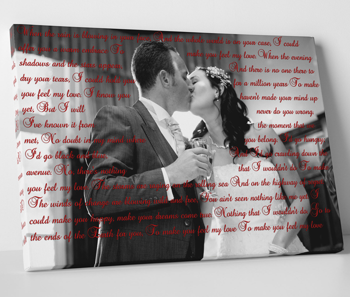 Lyrics on Canvas on Couples wedding photo