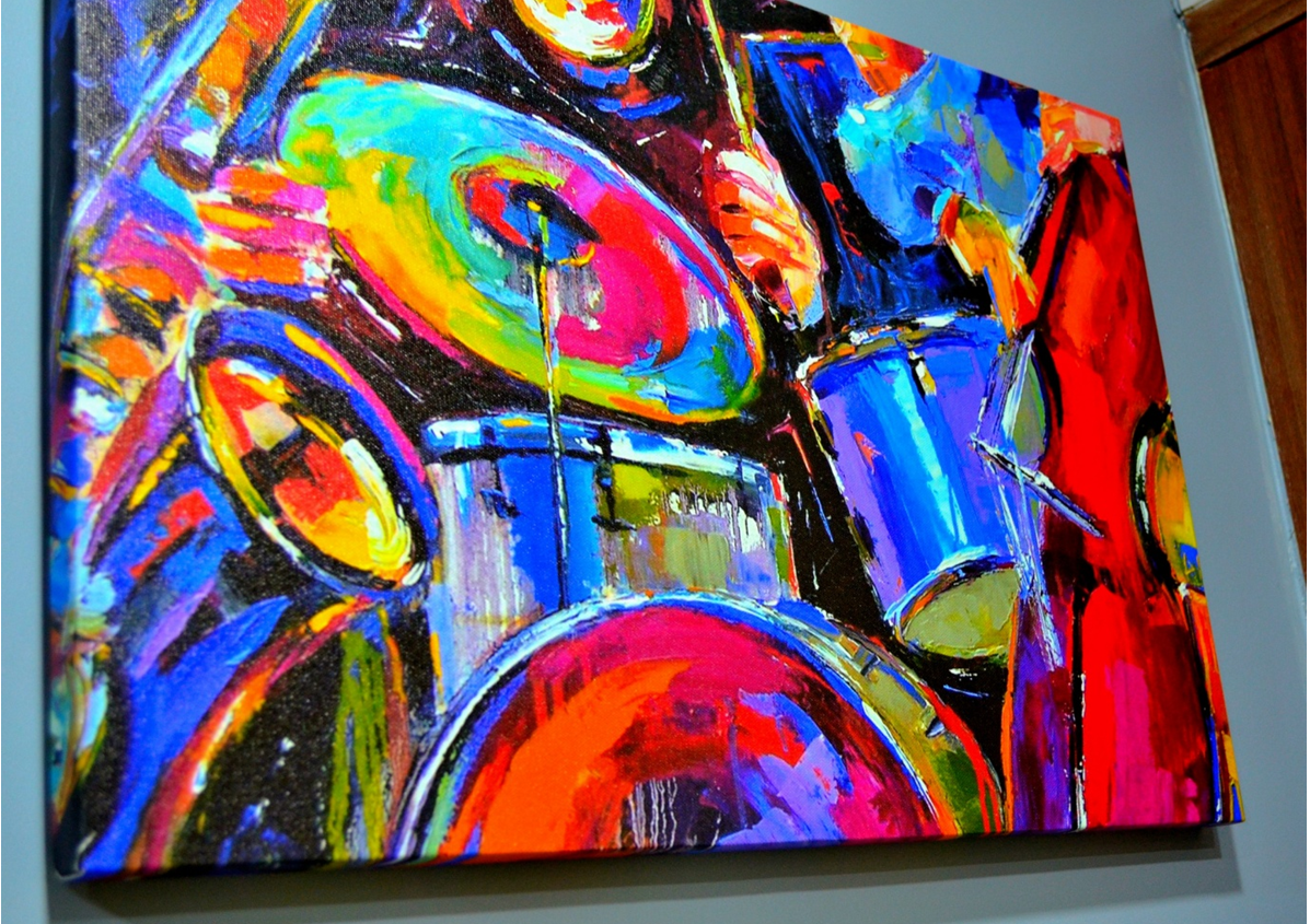 Music instruments art printed on canvas