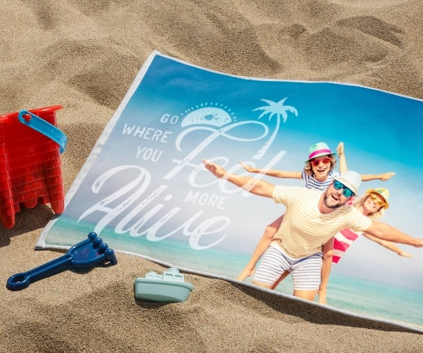 Custom printed beach towels no minimum sale