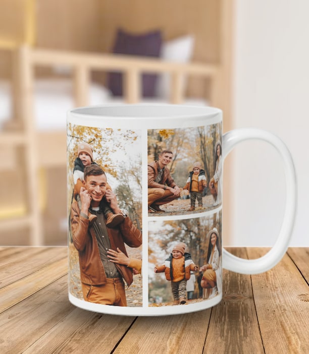 White Collage Photo Mug