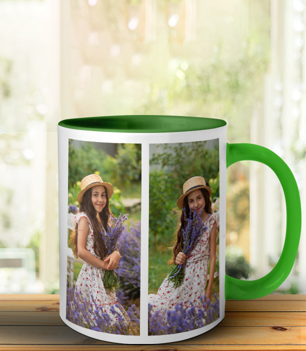 Green Collage Photo Mug