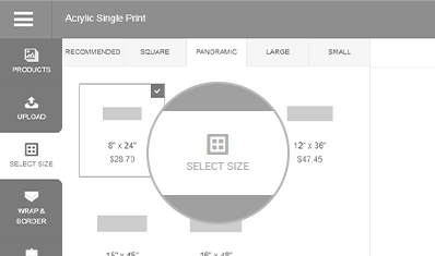 Select Size of Panoramic Acrylic