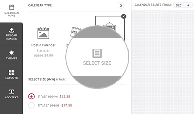 Select Wall Calendar’s Size